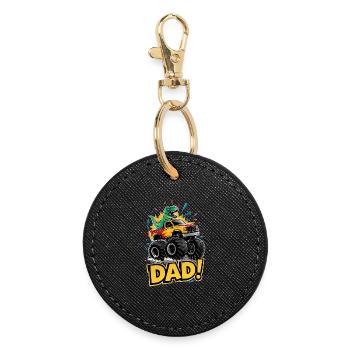 Dino Monster Truck Child Design - Round Keyring - black - Front