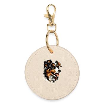 Australian Shepherd Dog Lover Cute Aussie - Round Keyring - oyster - Front