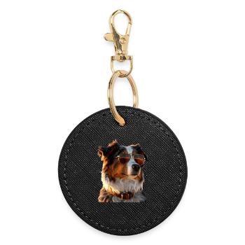 Australian Shepherd Dog Lover Cute Aussie - Round Keyring - black - Front