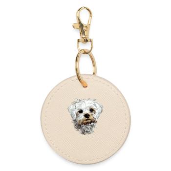 Maltese Little Maltese Dog Love Sweet Maltese - Round Keyring - oyster - Front