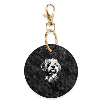 Maltese Little Maltese Dog Love Sweet Maltese - Round Keyring - black - Front