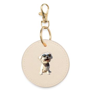 Maltese Little Maltese Dog Love Sweet Maltese - Round Keyring - oyster - Front