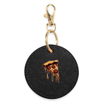 Pizza Slice Graphic - Round Keyring - black - Front