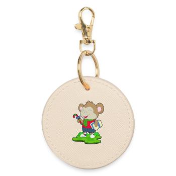Monkey Christmas Package - Round Keyring - oyster - Front