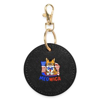Katze amerikanische Flagge 4. Juli - Runder Schlüsselanhänger - Schwarz - Vorne