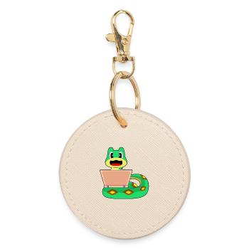 Ordinateur portable serpent - Porte-clés rond - huître - Devant