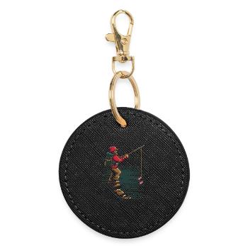 Fishing Pixel Graphic - Round Keyring - black - Front