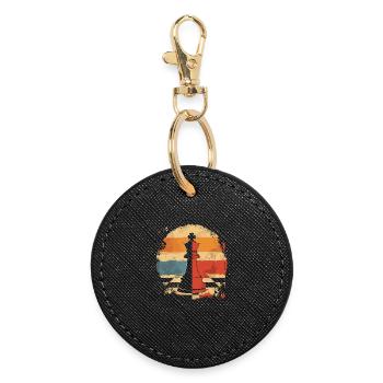 Pièce d’échecs Retrowave - Porte-clés rond - noir - Devant