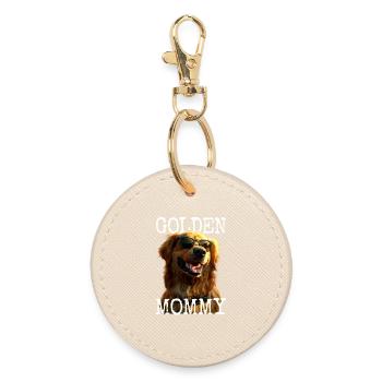 Golden Mommy Mama Muttertag Golden Retriever Mom - Runder Schlüsselanhänger - Auster - Vorne