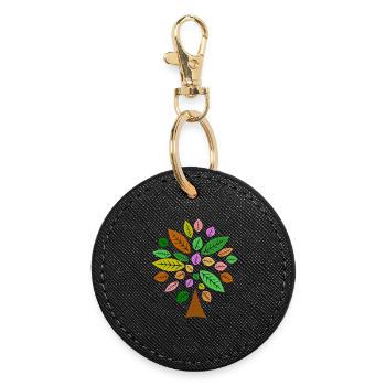 Colorful leaf tree for autumn fashion - Round Keyring - black - Front