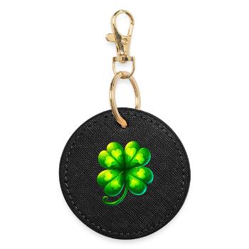 Trèfle à quatre feuilles - Porte-clés rond - noir - Devant