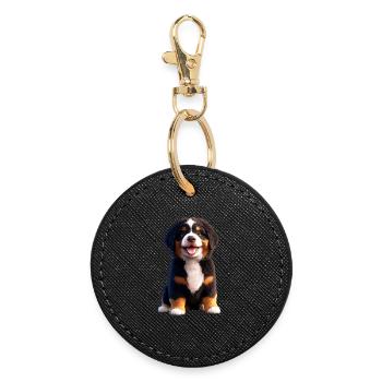 Bernese Mountain Dog Cute Dogs Swiss Mountain Dogs - Round Keyring - black - Front