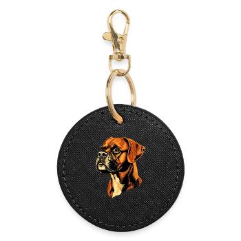 German Boxer Dog Boxer Club German Boxer Club - Round Keyring - black - Front