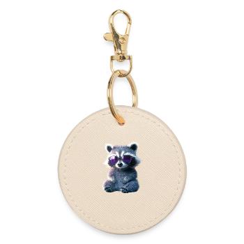 Waschbär Raccoon Ich Liebe Kleine Süße Waschbären - Runder Schlüsselanhänger - Auster - Vorne