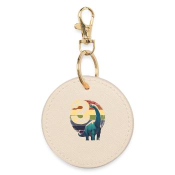 Brachiosaurus 3 Years 3rd Birthday Gift - Round Keyring - oyster - Front