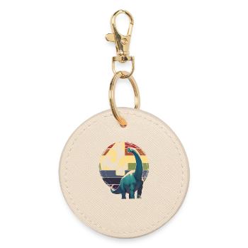 Brachiosaurus 4 Years 4th Birthday Gift - Round Keyring - oyster - Front