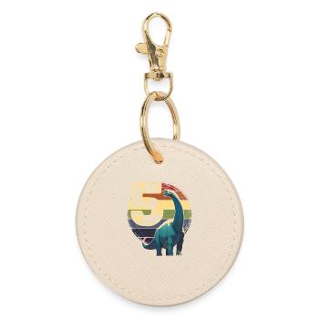 Brachiosaurus 5 Years 5th Birthday Gift - Round Keyring - oyster - Front