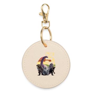 Cool Dinosaur 5 Years 5th Birthday Gift - Round Keyring - oyster - Front