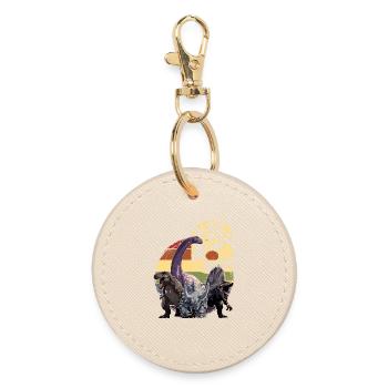 Cool Dinosaur 6 Years 6th Birthday Gift - Round Keyring - oyster - Front