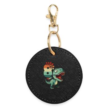 T-Rex Tyrannosaurus 8 Years 8th Birthday Gift - Round Keyring - black - Front