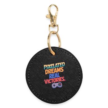PIXELATED DREAMS, REAL VICTORIES - Round Keyring - black - Front