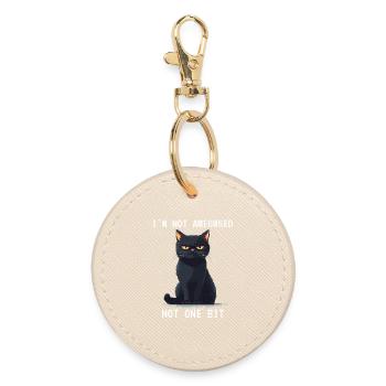 I'm Not Ameowsed Pixelart Grimmige Katze Pixel - Runder Schlüsselanhänger - Auster - Vorne