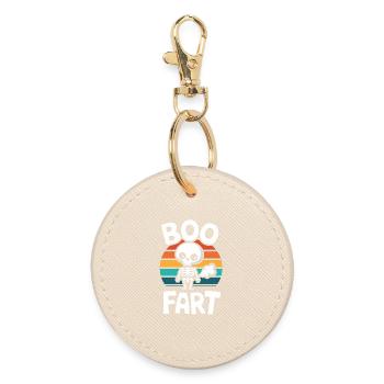 Farting Skeleton – Funny Halloween - Round Keyring - oyster - Front
