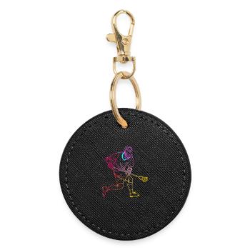 Lacrosse Player Drawing - Round Keyring - black - Front