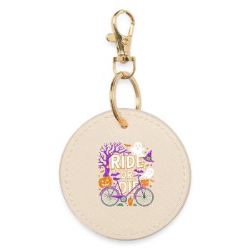 Halloween Bike Ride Spirit Design - Round Keyring - oyster - Front