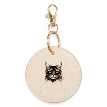 Maine Coon Chat Chat Maman Chat Maine Coon Chats - Porte-clés rond - huître - Devant