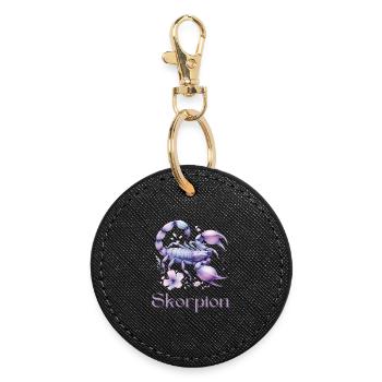 Elegantes Skorpion Sternzeichen Aquarell Geschenk - Runder Schlüsselanhänger - Schwarz - Vorne