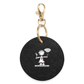 neurochirurgien disant chirurgien bâton figure dessin animé - Porte-clés rond - noir - Devant