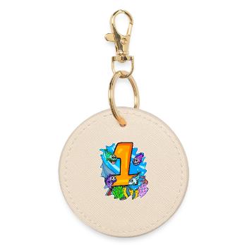Number 1 Number One - Pisces Motif - Round Keyring - oyster - Front