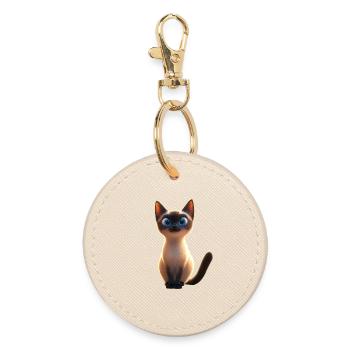Siamkatze Siam Katze Siamese Cat Siamesen Katzen - Runder Schlüsselanhänger - Auster - Vorne