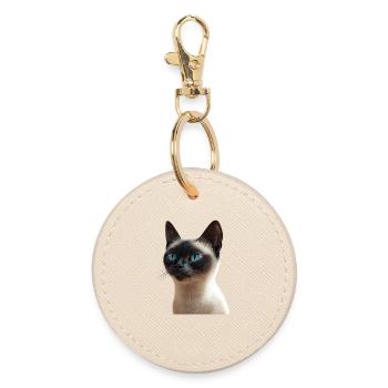 Siamkatze Siam Katze Siamese Cat Siamesen Katzen - Runder Schlüsselanhänger - Auster - Vorne