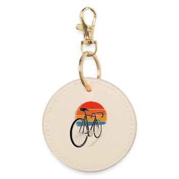 Bicycle Journey at Sunset - Round Keyring - oyster - Front