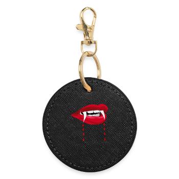 Halloween Dracula Vampire Blood Teeth Costume T-Shirt - Round Keyring - black - Front