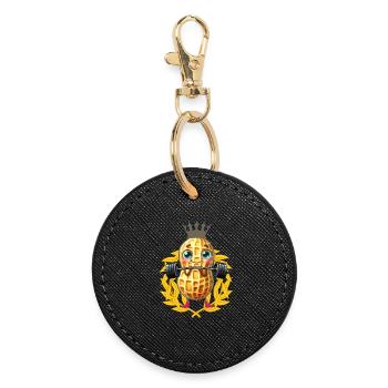 Peanut Weight Lifting Laurel Wreath Bodybuilder - Round Keyring - black - Front