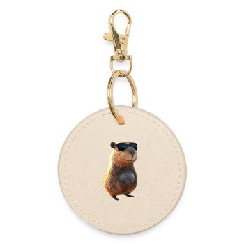 Capybara Be Capy Wasserschwein Lustiges Capybara - Runder Schlüsselanhänger - Auster - Vorne