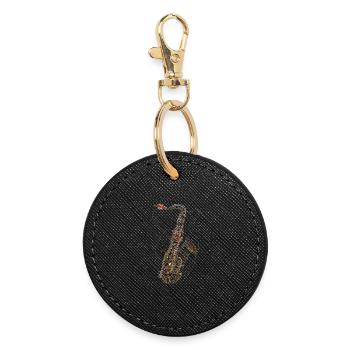 Saxophone Line Art - Round Keyring - black - Front