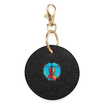 Dessin de violon - Porte-clés rond - noir - Devant
