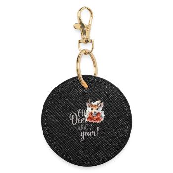 Oh cerf, quel marché de Noël d’année - Porte-clés rond - noir - Devant