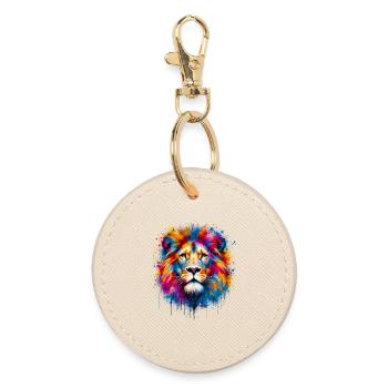 Lion - Round Keyring - oyster - Front