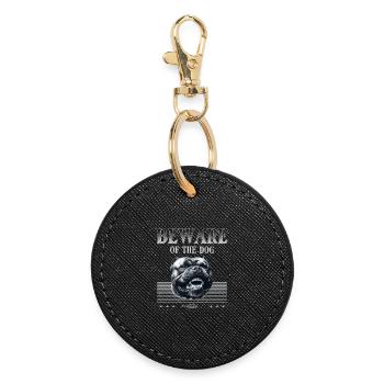 Attention au chien - Porte-clés rond - noir - Devant