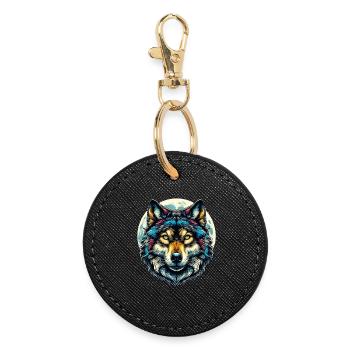 Wolf - Round Keyring - black - Front