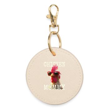 Chicken Mommy Chicken Mom Farmer's Wife Mother's Day Chickens - Round Keyring - oyster - Front