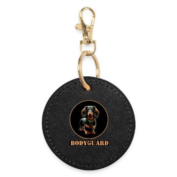Bodyguard Dachshund Long-haired Dachshund - Round Keyring - black - Front