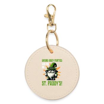 Funny Gnome St. Patrick's Day Design - Round Keyring - oyster - Front
