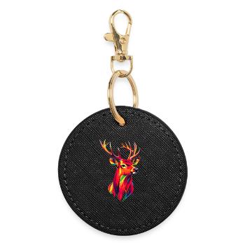 Cerf, Bois, Chasse, Cerf, Renne, Cerf élaphe, Chasseur - Porte-clés rond - noir - Devant