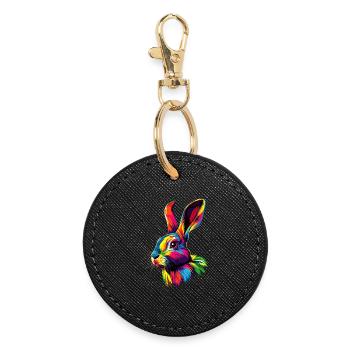 Bunny Rabbit Lover Hare Bunny Cute Bunnies - Round Keyring - black - Front